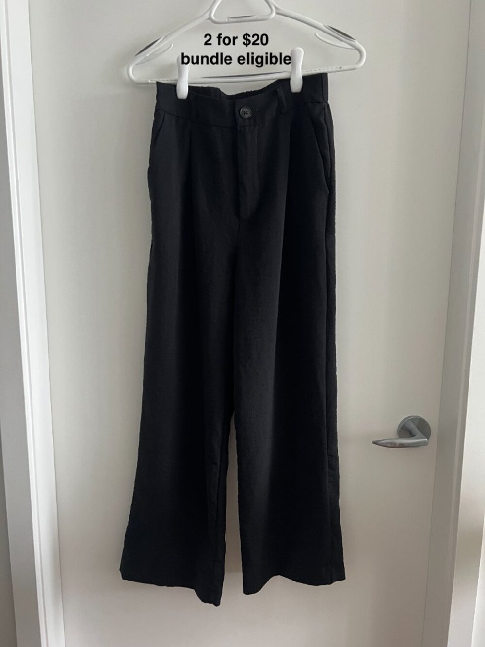 Streetwear Society Black Wide Leg Pants High Waist Pleated Lightweight